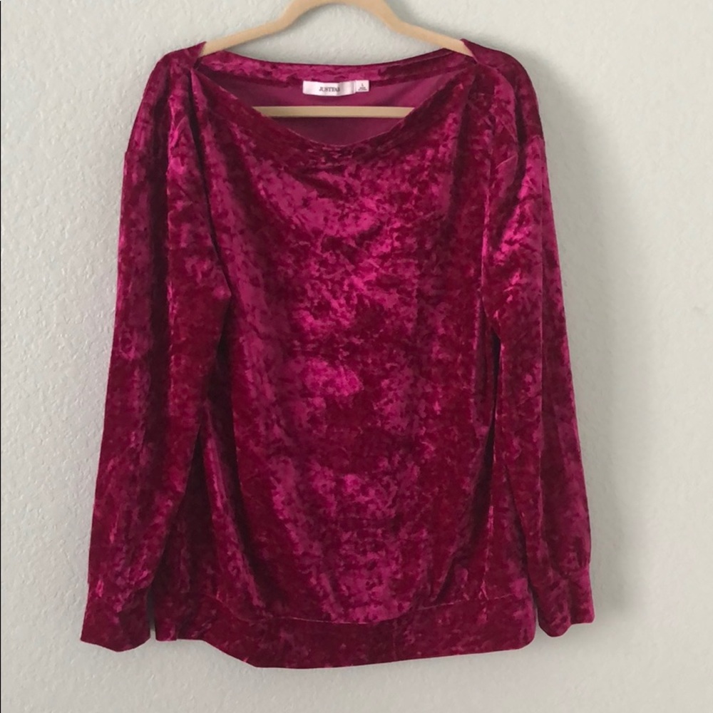 Pink velvet long sleeve shirt